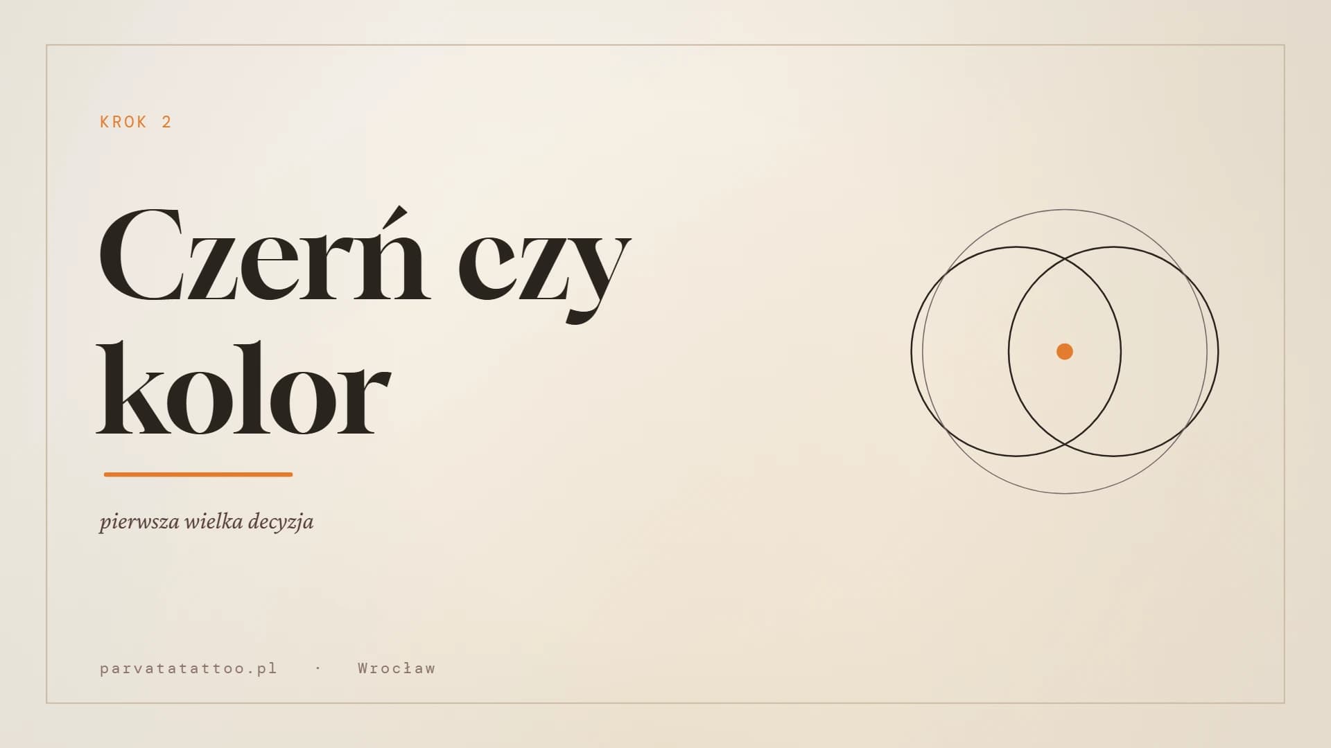 Kapitelgrafik „Schwarz oder Farbe" — ein typografisches Cover mit Vesica-piscis-Motiv auf hellem Grund