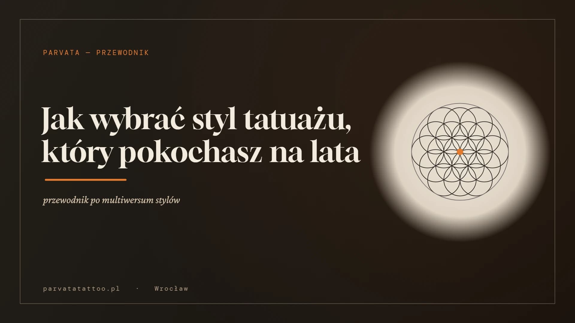 Cover des Guides „Tattoo-Stil wählen" — Titel auf tintendunklem Grund mit einem Blume-des-Lebens-Motiv